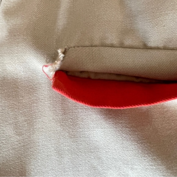 Vintage Tan Wool Shirt Dress with Orange Red Collar, Trim, Belted - Picture 13 of 16